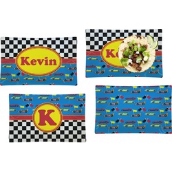 Racing Car Set of 4 Glass Rectangular Lunch / Dinner Plate (Personalized)