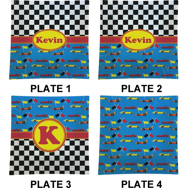 Racing Car Set of Square Dinner Plates (Approval)