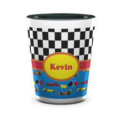 Racing Car Ceramic Shot Glass - 1.5 oz - Two Tone - Set of 4 (Personalized)