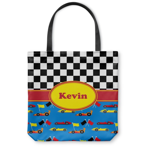 Custom Racing Car Canvas Tote Bag - Large - 18"x18" (Personalized)