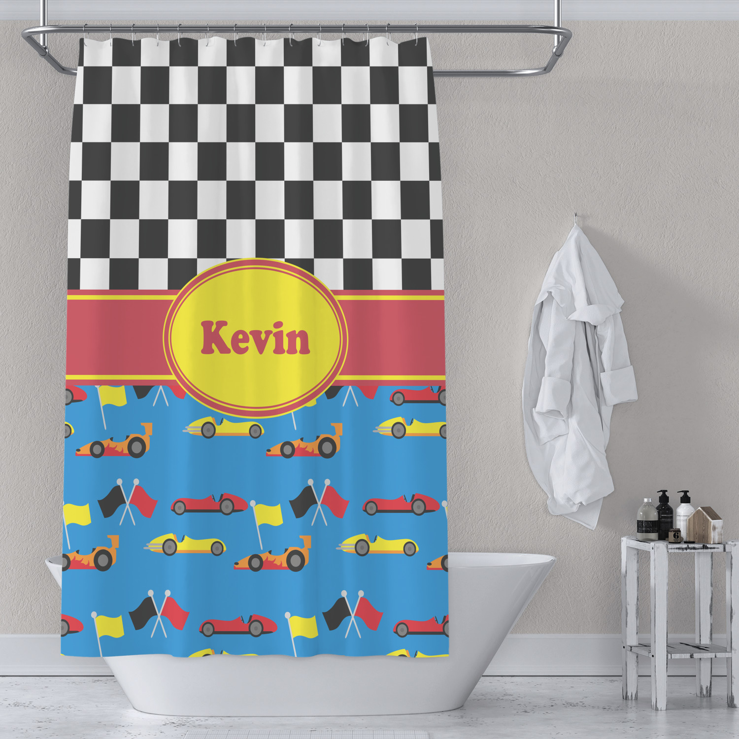 Racing Car Shower Curtain (Personalized) YouCustomizeIt
