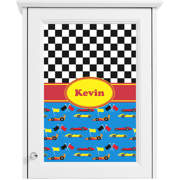 Racing Car Single White Cabinet Decal