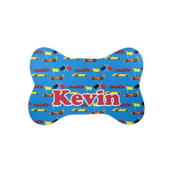 Custom Racing Car Bone Shaped Dog Food Mat (Small) (Personalized)