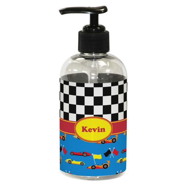 Custom Racing Car Plastic Soap / Lotion Dispenser (8 oz - Small - Black) (Personalized)