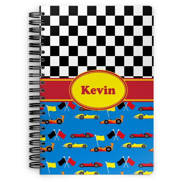 Custom Racing Car Spiral Notebook - 7x10 w/ Name or Text