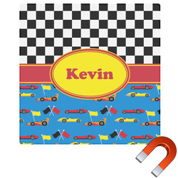 Racing Car Square Car Magnet - 10" (Personalized)