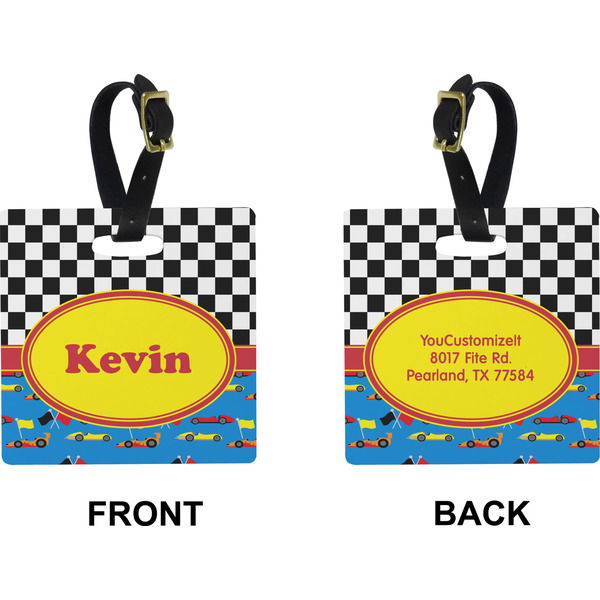 Racing Car Square Luggage Tag (Front + Back)