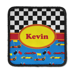 Racing Car Iron On Square Patch w/ Name or Text