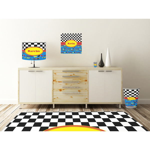Racing Car Square Wall Decal Wooden Desk