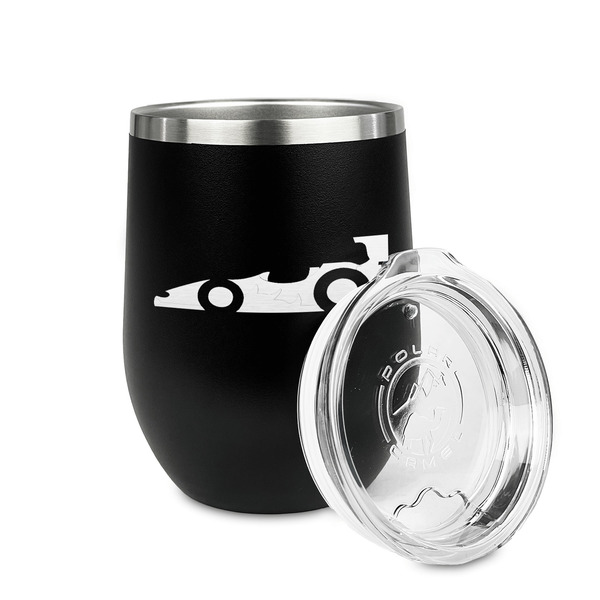 Racing Car Stainless Wine Tumblers - Black - Double Sided - Alt View