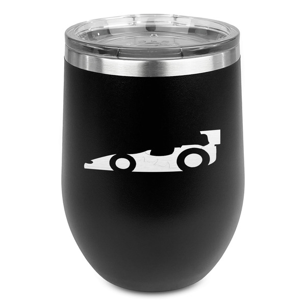 Custom Racing Car Stemless Stainless Steel Wine Tumbler - Black - Double Sided (Personalized)