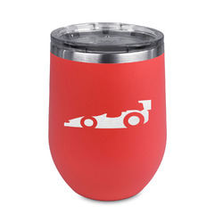 Racing Car Stemless Stainless Steel Wine Tumbler - Coral - Double Sided (Personalized)