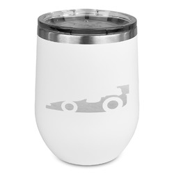Racing Car Stemless Stainless Steel Wine Tumbler - White - Single Sided