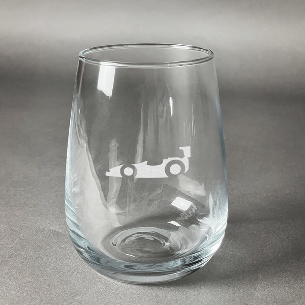 Custom Racing Car Stemless Wine Glass - Engraved