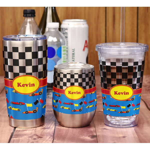 Racing Car Stemless Wine Tumbler - Full Print - In Context