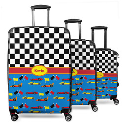 Racing Car 3 Piece Luggage Set - 20" Carry On, 24" Medium Checked, 28" Large Checked (Personalized)