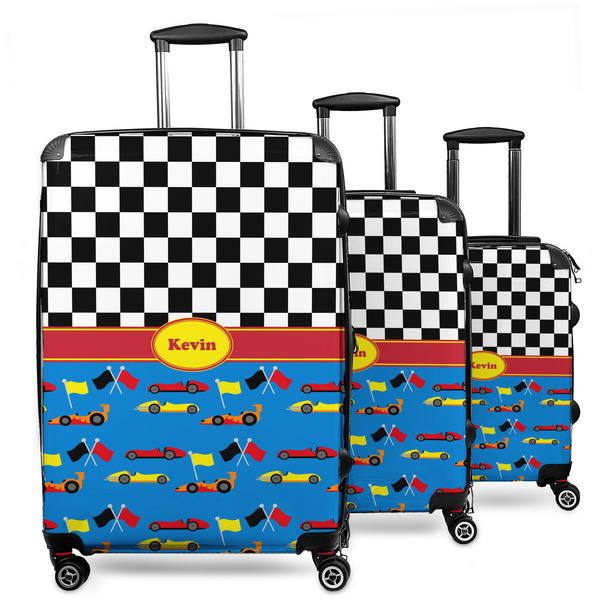 Custom Racing Car 3 Piece Luggage Set - 20" Carry On, 24" Medium Checked, 28" Large Checked (Personalized)