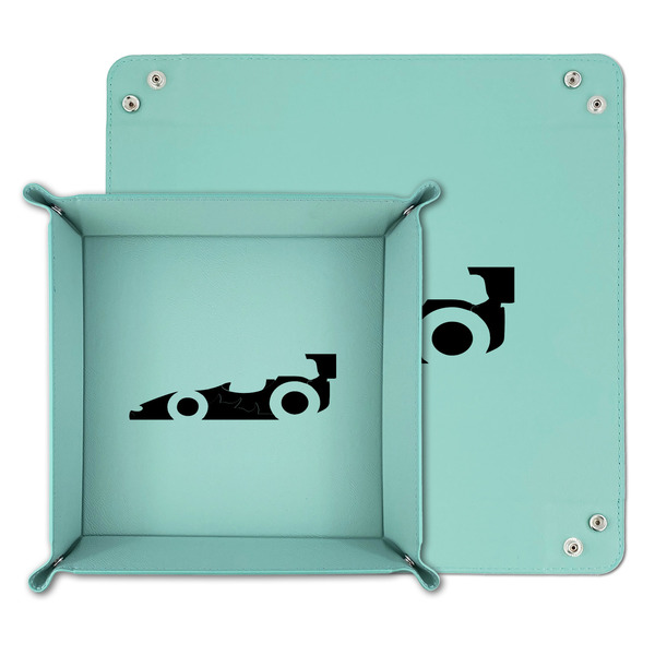Racing Car Teal Faux Leather Valet Trays - PARENT MAIN