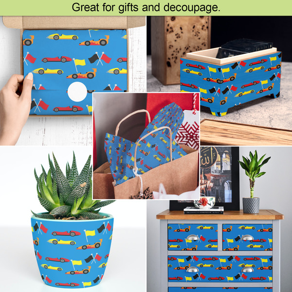 Racing Car Tissue Paper - In Use Collage