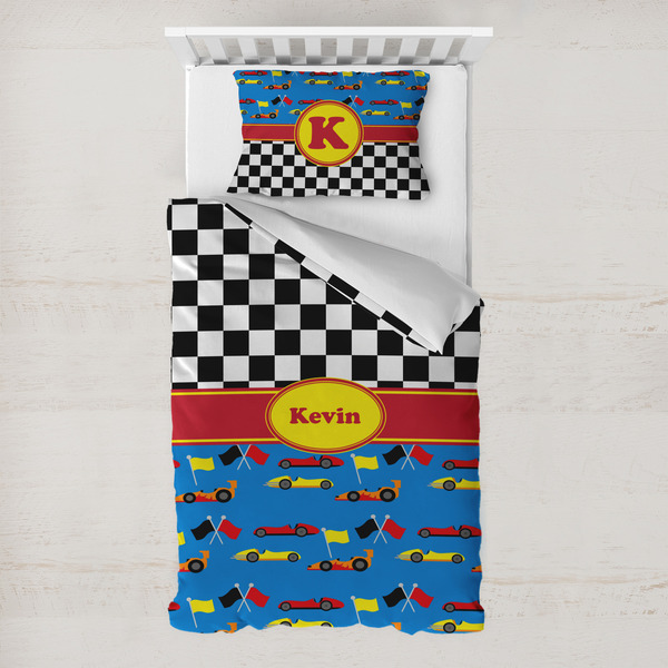Custom Racing Car Toddler Bedding w/ Name or Text