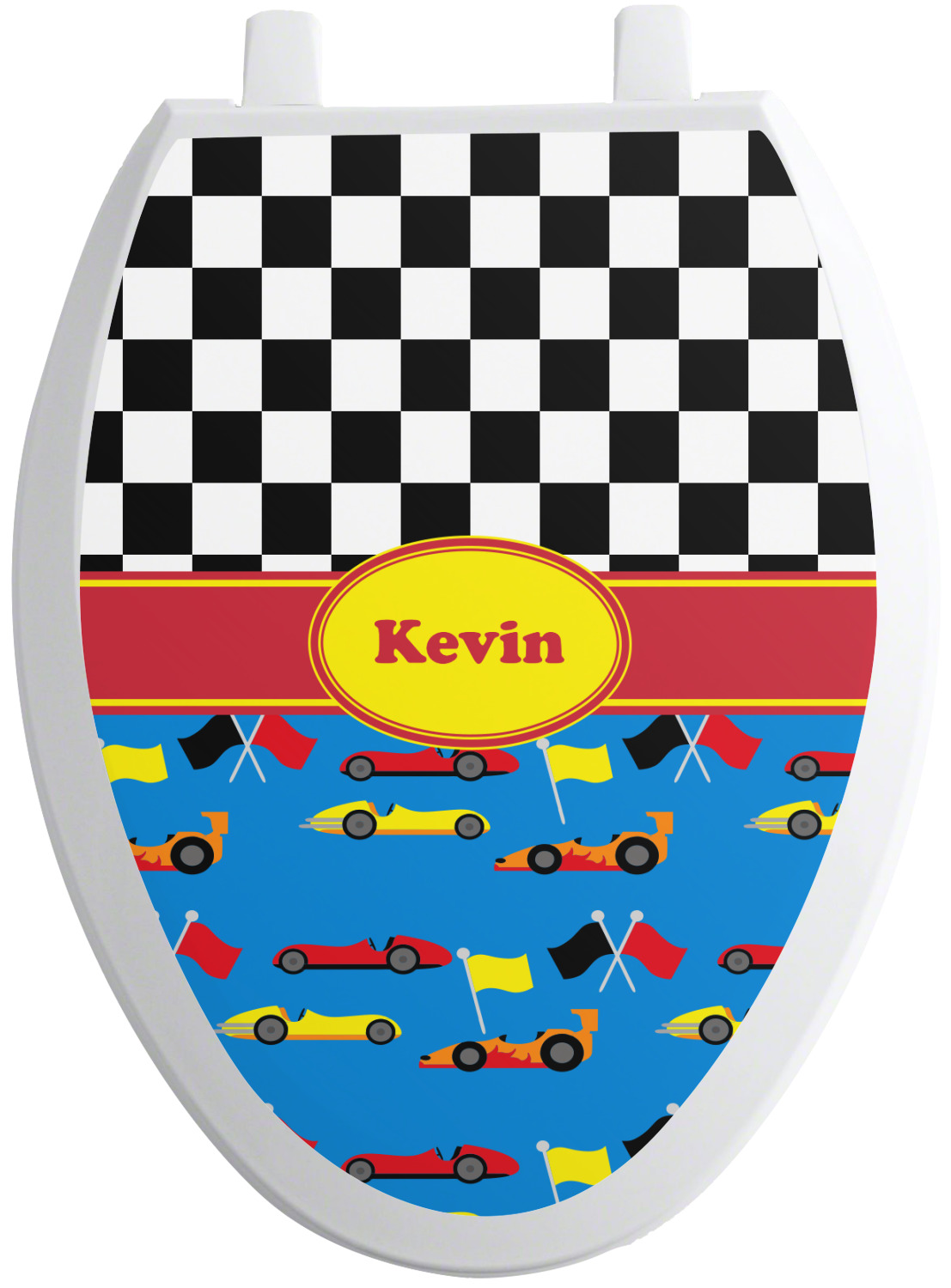 Racing Car Toilet Seat Decal (Personalized) YouCustomizeIt