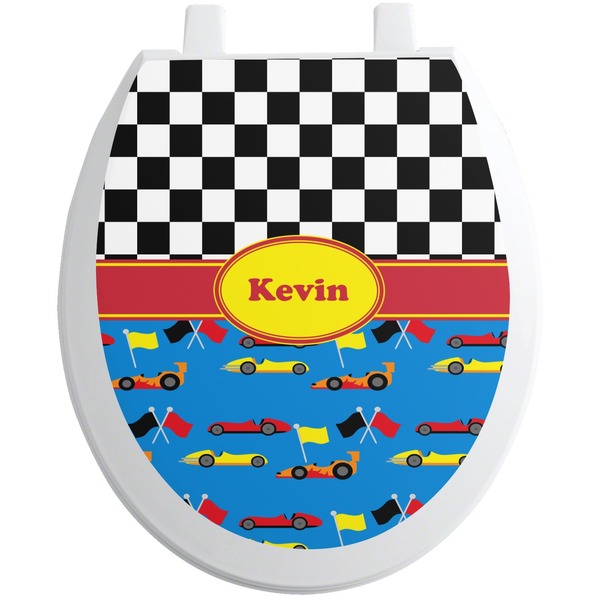 Custom Racing Car Toilet Seat Decal - Round (Personalized)