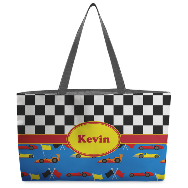 Custom Racing Car Beach Totes Bag - w/ Black Handles (Personalized)
