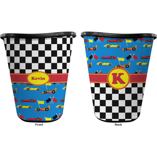 Racing Car Trash Can Black - Front and Back - Apvl