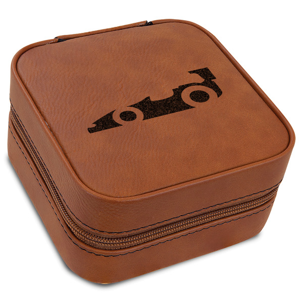 Custom Racing Car Travel Jewelry Box - Rawhide Leather