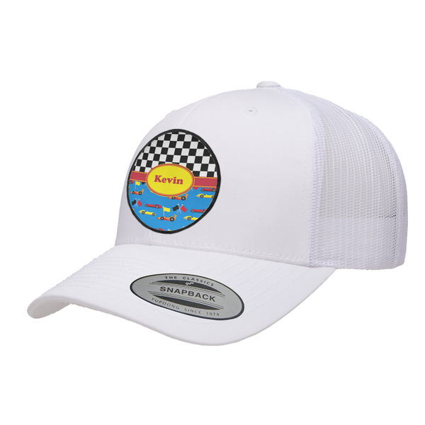 Custom Racing Car Trucker Hat - White (Personalized)