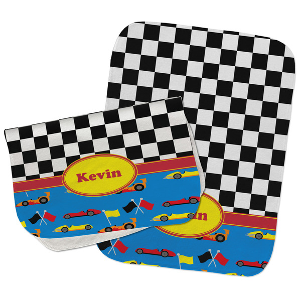 Racing Car Two Rectangle Burp Cloths - Open & Folded
