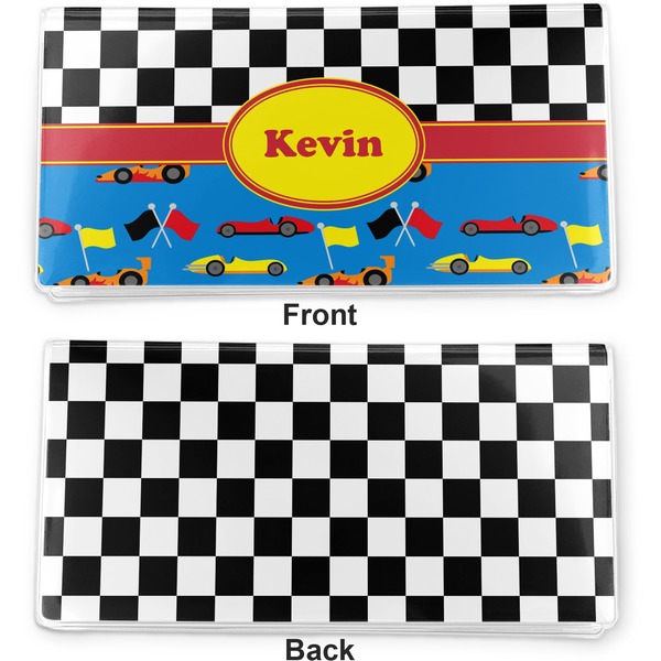 Racing Car Vinyl Check Book Cover - Front and Back