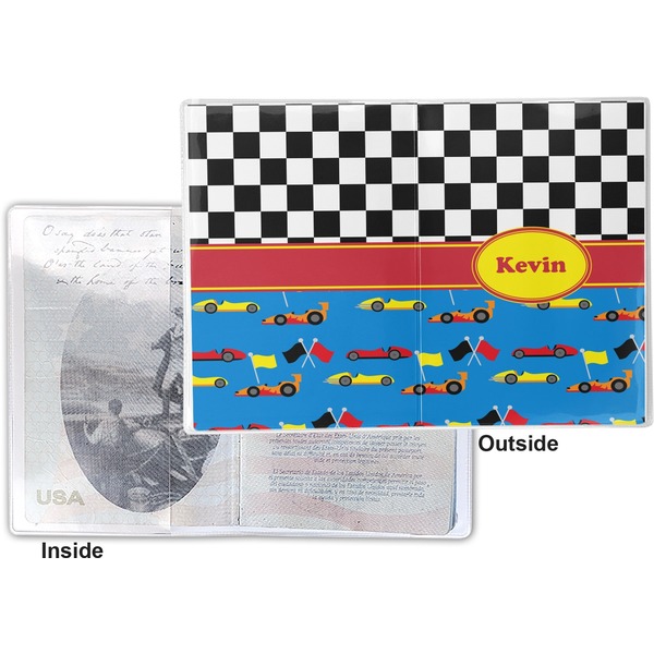 Racing Car Vinyl Passport Holder - Flat Front and Back