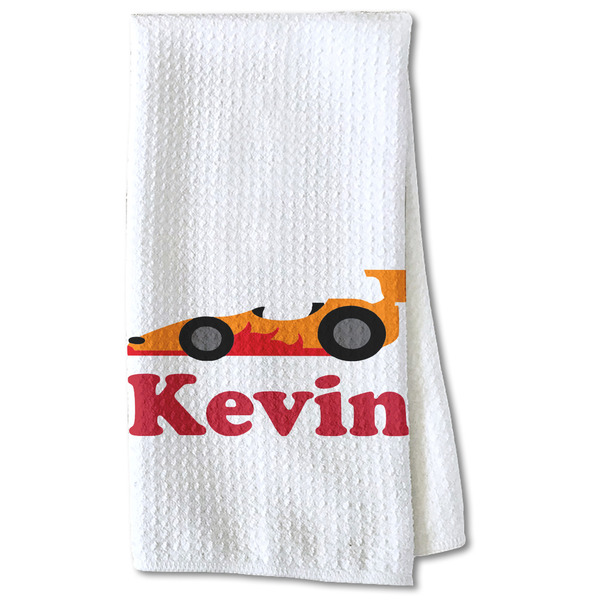 Custom Racing Car Kitchen Towel - Waffle Weave - Partial Print (Personalized)