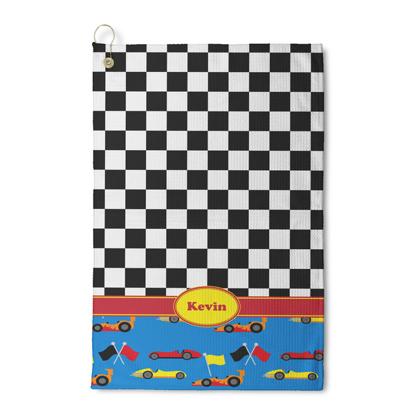Custom Racing Car Waffle Weave Golf Towel (Personalized)
