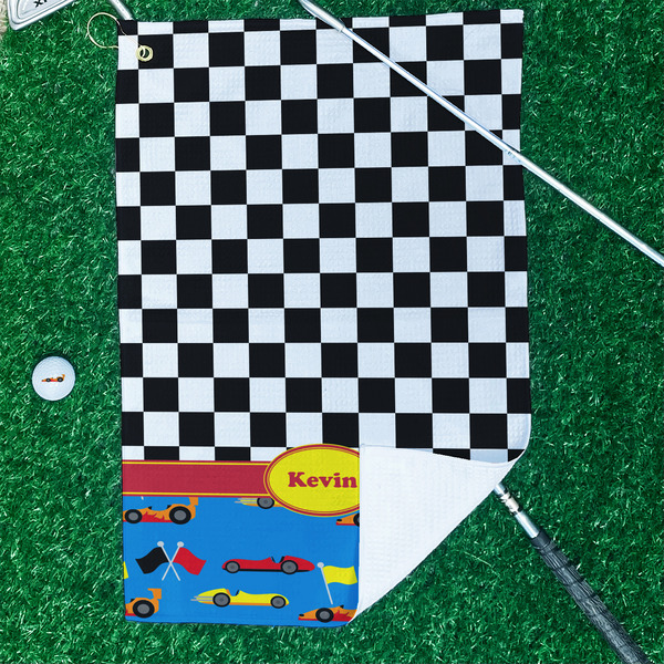 Racing Car Waffle Weave Golf Towel - In Context