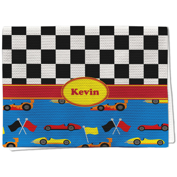 Custom Racing Car Kitchen Towel - Waffle Weave (Personalized)