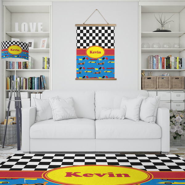Racing Car Wall Hanging Tapestry - Portrait - IN CONTEXT