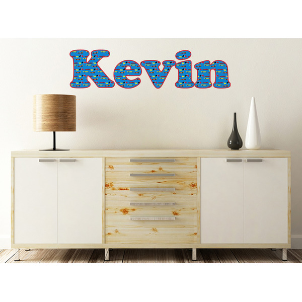 Racing Car Wall Name Decal On Wooden Desk