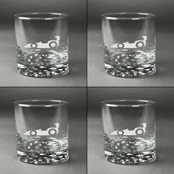 Racing Car Whiskey Glasses - Set of 4 all Engraved