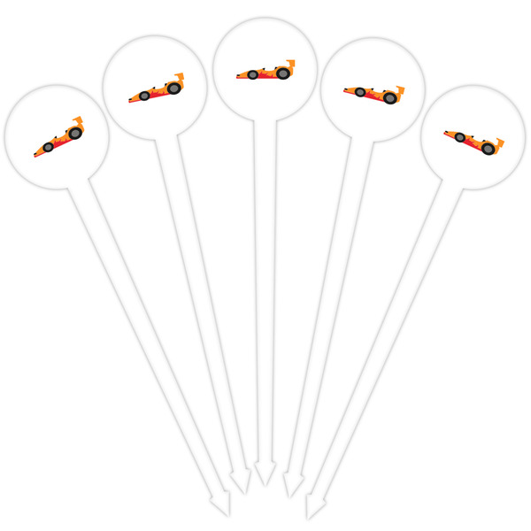 Racing Car White Plastic 4" Food Pick - Round - Fan View