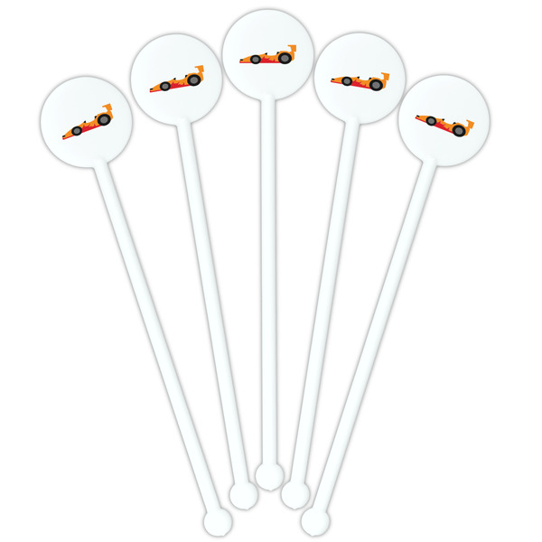 Racing Car White Plastic 5.5" Stir Stick - Fan View