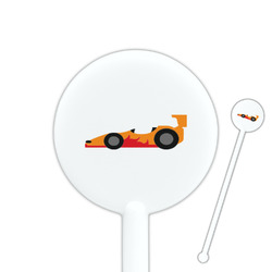 Racing Car 5.5" Round Plastic Stir Sticks - White - Single Sided
