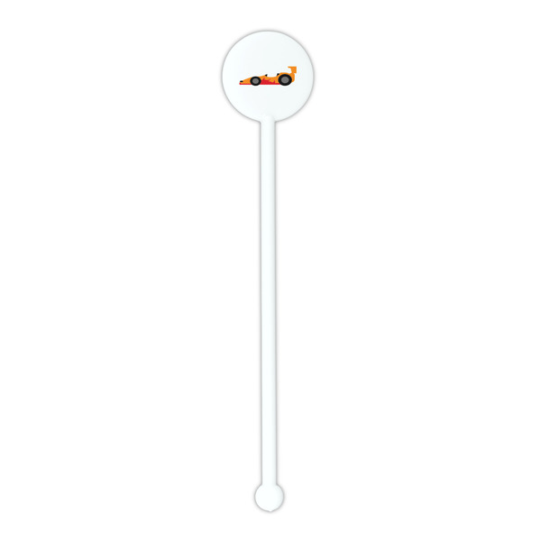 Racing Car White Plastic 5.5" Stir Stick - Round - Single Stick