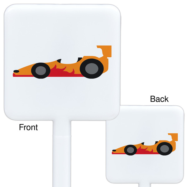 Racing Car White Plastic Stir Stick - Double Sided - Approval