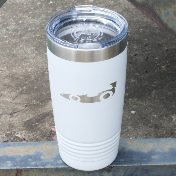 Racing Car White Polar Camel Tumbler - 20oz - Angled