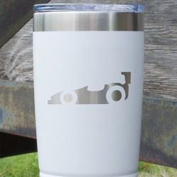 Racing Car 20 oz Stainless Steel Tumbler - White - Single Sided