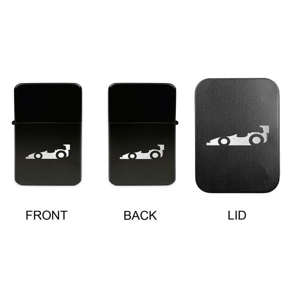 Racing Car Windproof Lighters - Black, Double Sided, w Lid - APPROVAL