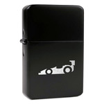 Racing Car Windproof Lighter - Black - Double Sided & Lid Engraved