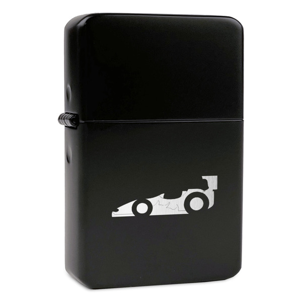 Custom Racing Car Windproof Lighter - Black - Double Sided & Lid Engraved